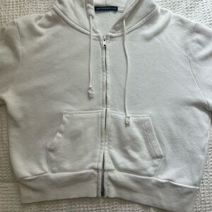Brandy Melville White Crop Zip Up